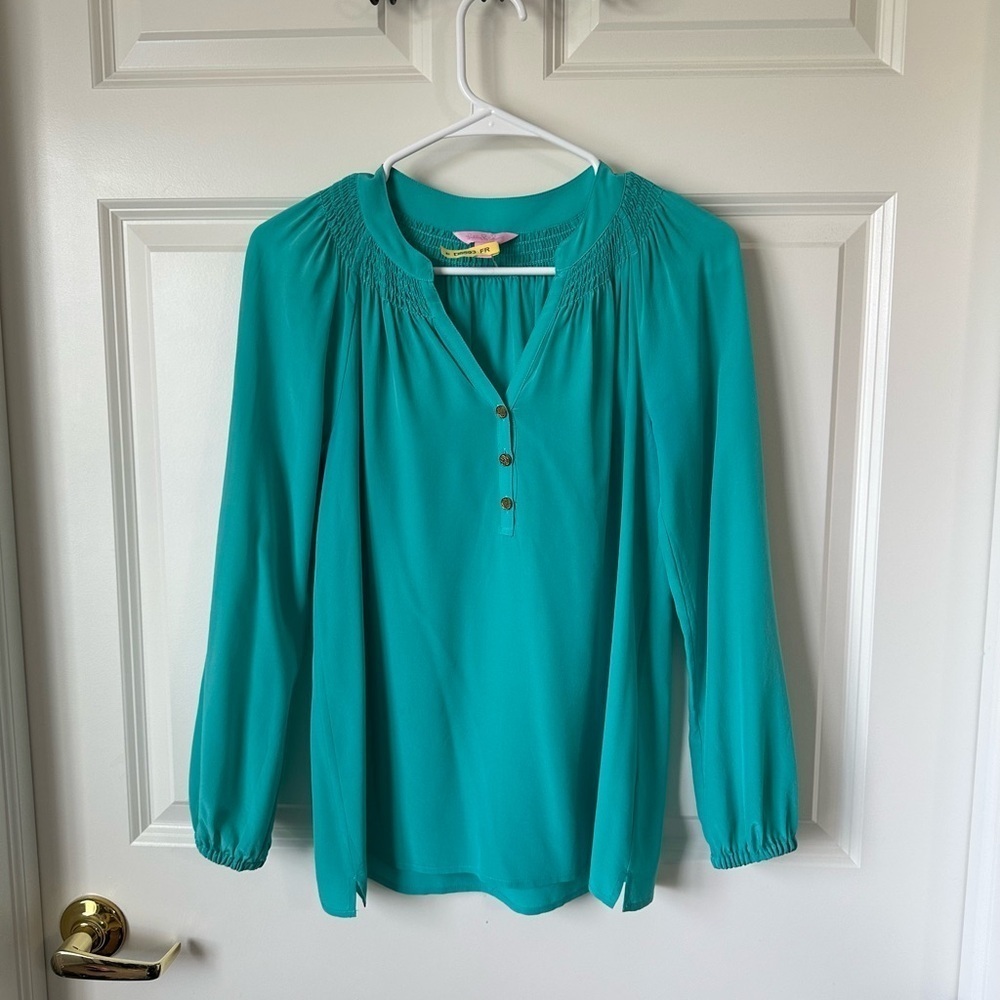 Lilly Pulitzer Elsa Silk Long Sleeve Top Size XS
